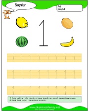 okul öncesi 1 sayısı çizgi çalışması